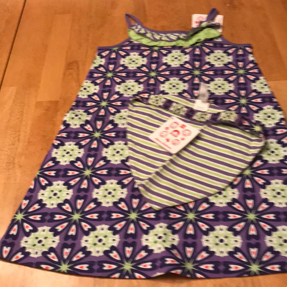 NWT Hanna Andersson dress & head scarf 110
